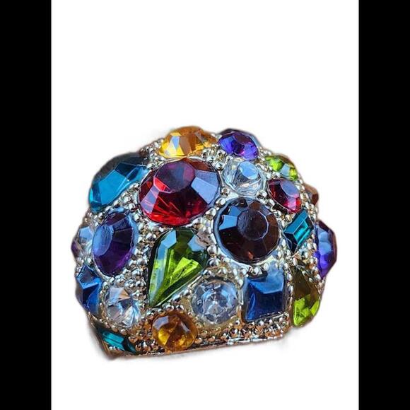 Sparkly Faux Stone Ring Size 7.5 1 inch tall - Picture 1 of 5